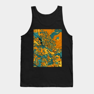 Boise Map Pattern in Orange & Teal Tank Top